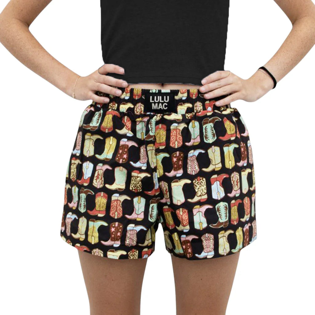 LADIES LULU MAC BOOT BOXER SHORTS BLACK