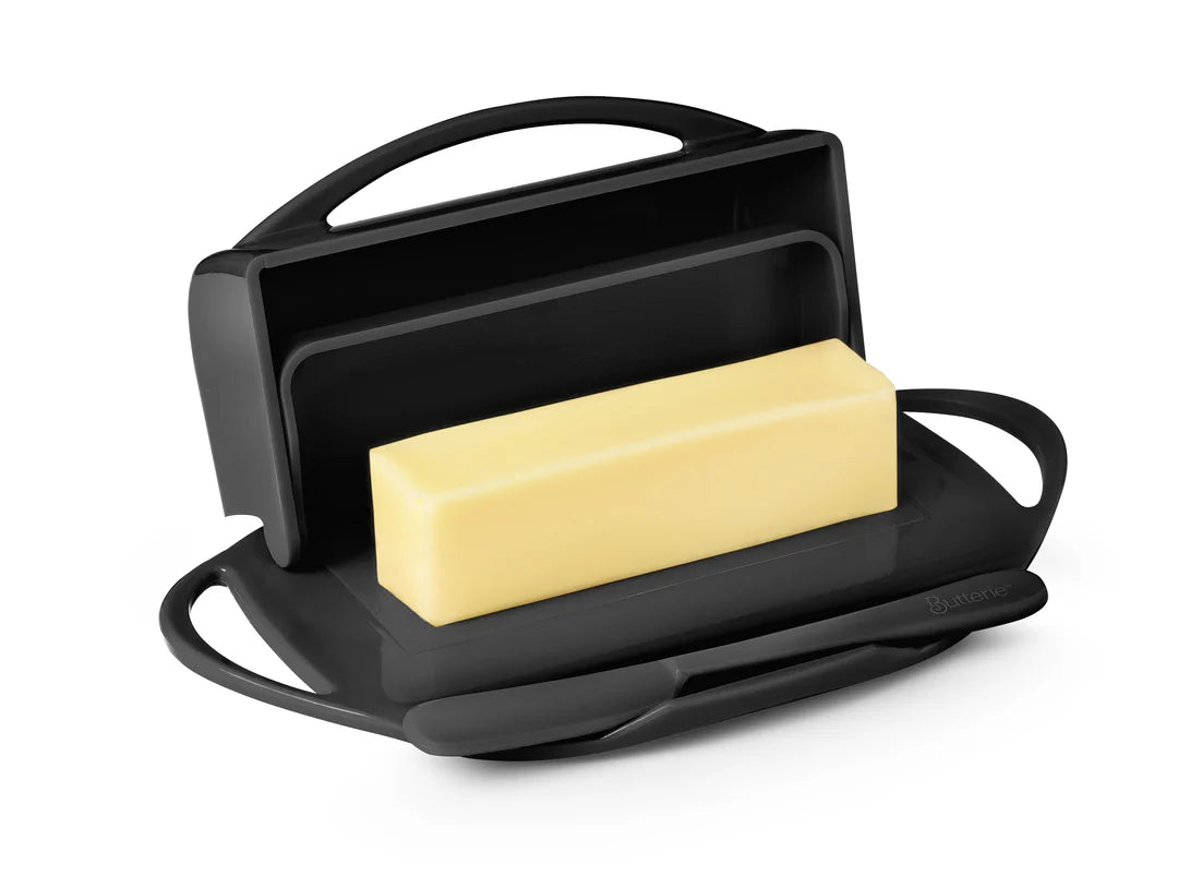 BUTTERIE FLIP BUTTER DISH W/SPREADER - BLACK