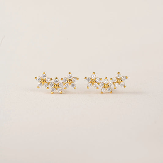 BLOSSOM CLIMBER EARRINGS - GOLD/CLEAR