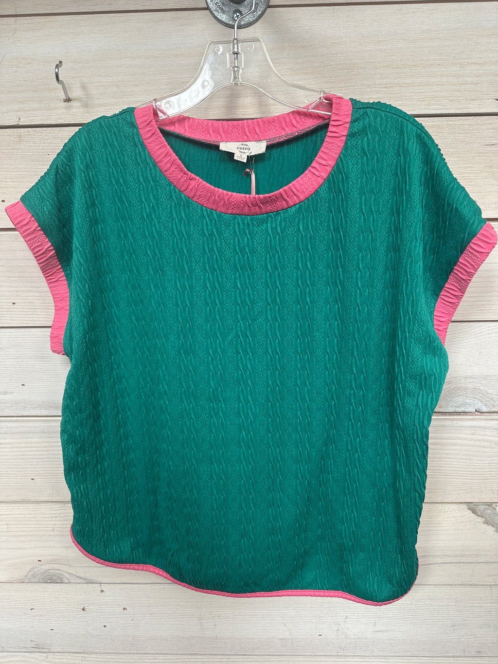 GREEN SET W/PINK STRIPE DETAIL