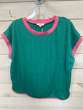 GREEN SET W/PINK STRIPE DETAIL