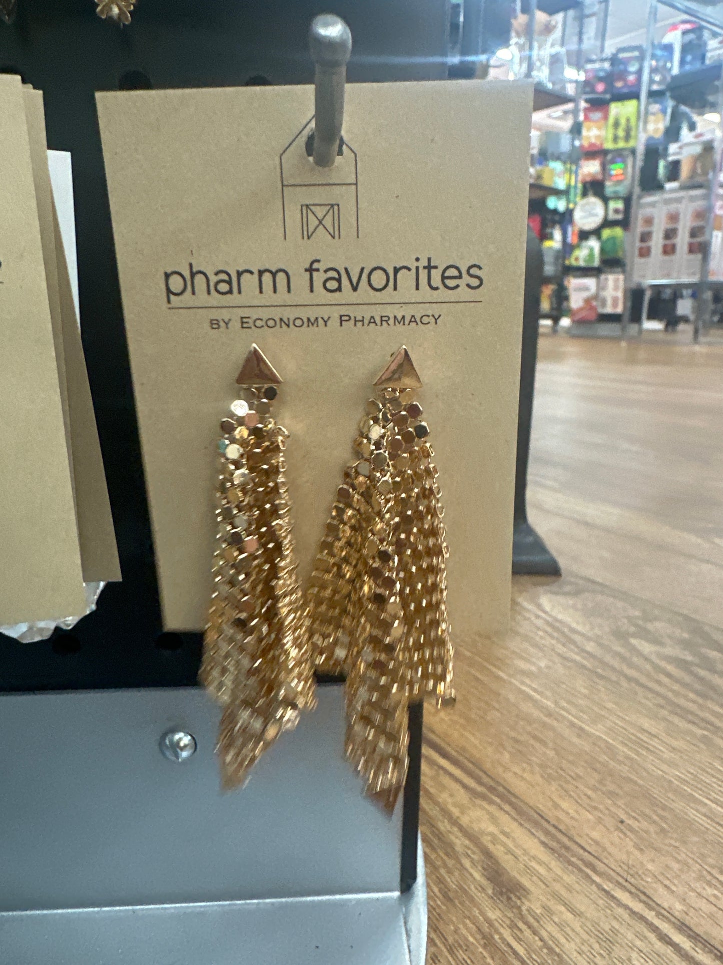 METAL MESH DROP EARRINGS - GOLD