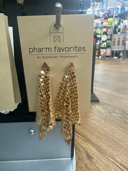 METAL MESH DROP EARRINGS - GOLD