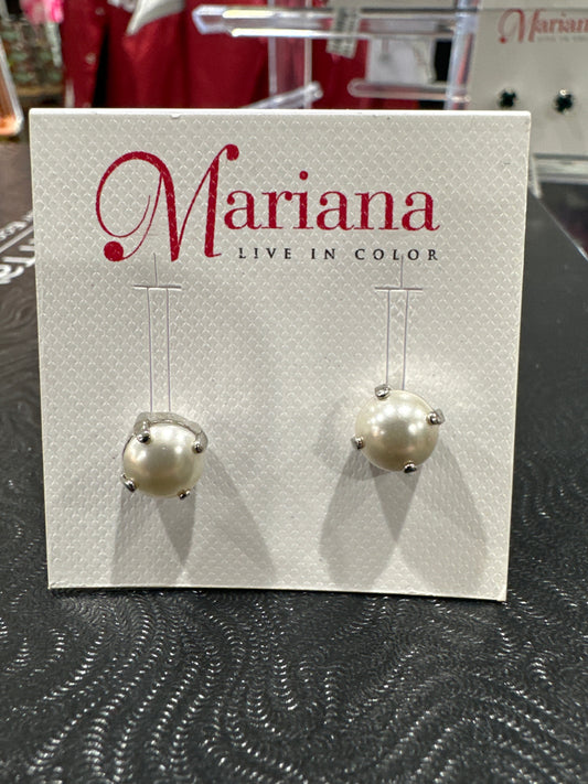 MARIANA EARR-SLVR STUDS-PEARL