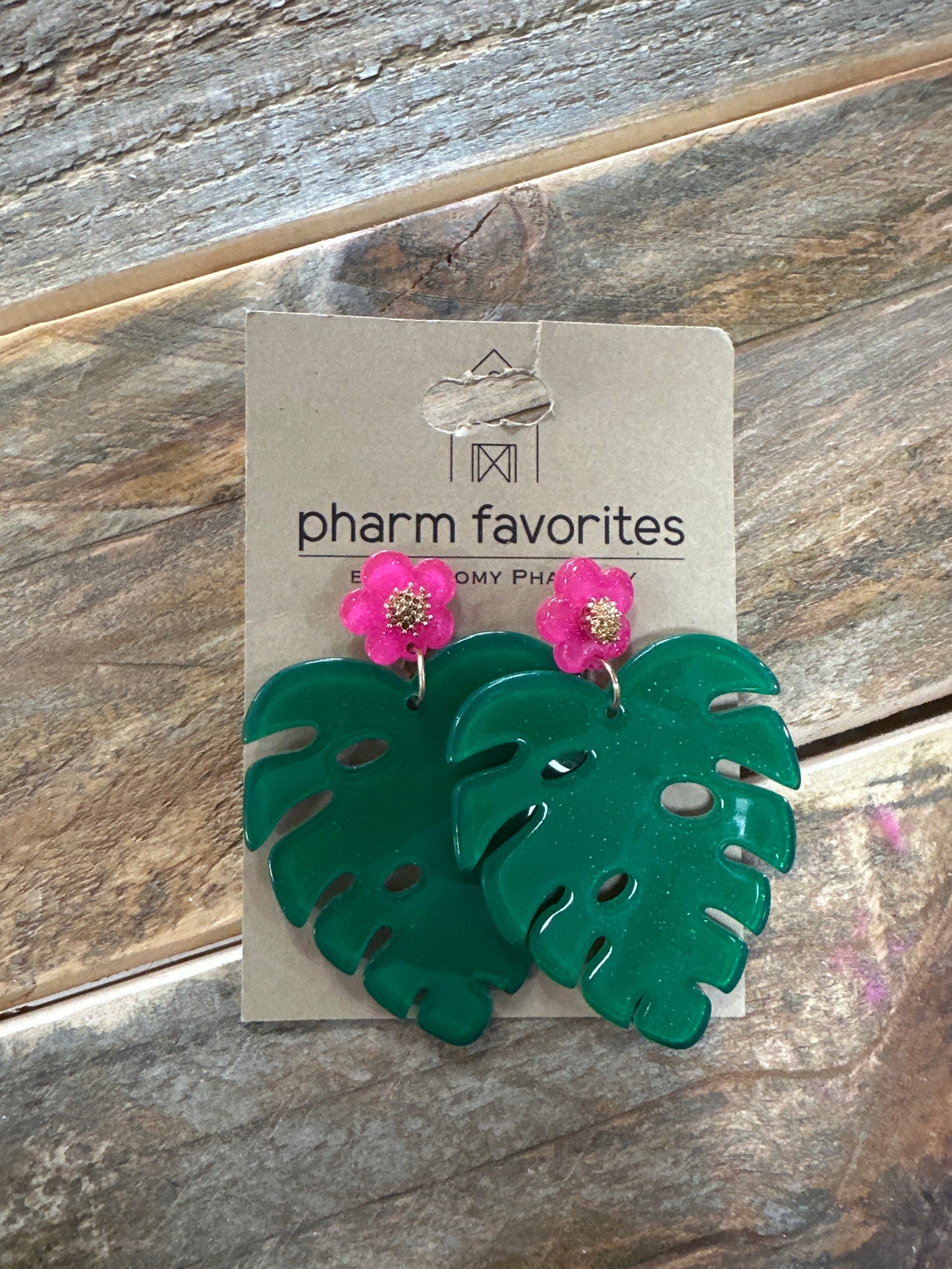 ILARIA RESIN PALM EARRINGS - GREEN