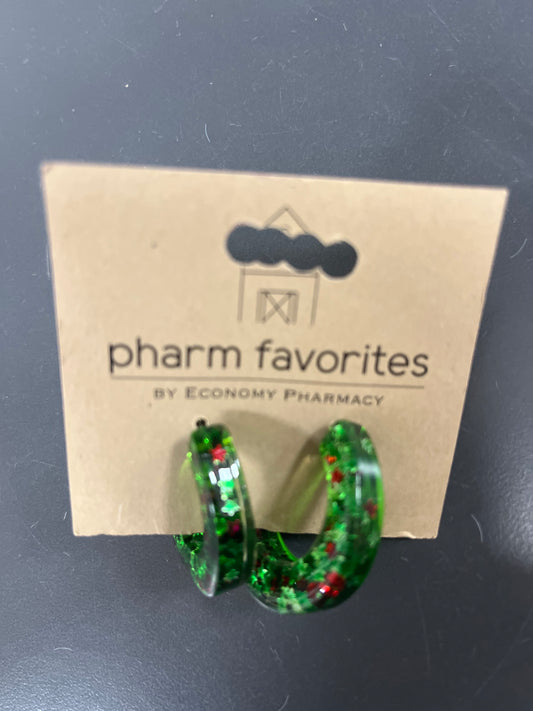 Green Confetti Acrylic Hoop Earrings