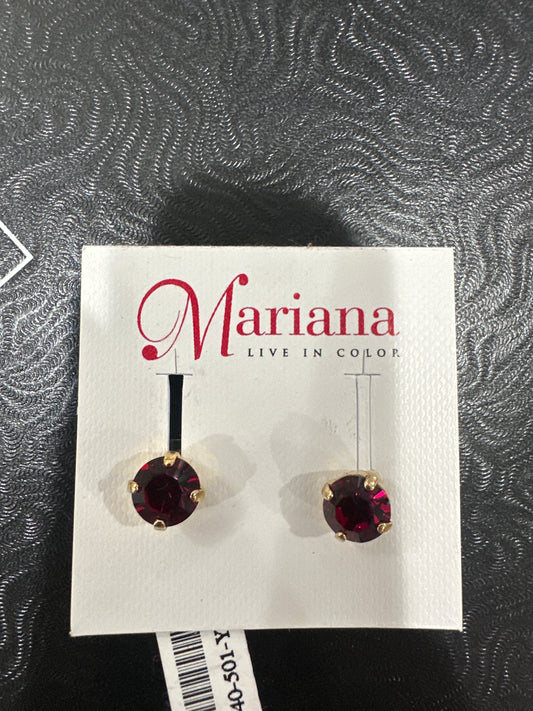 MARIANA EARR-GOLD STUDS-RED