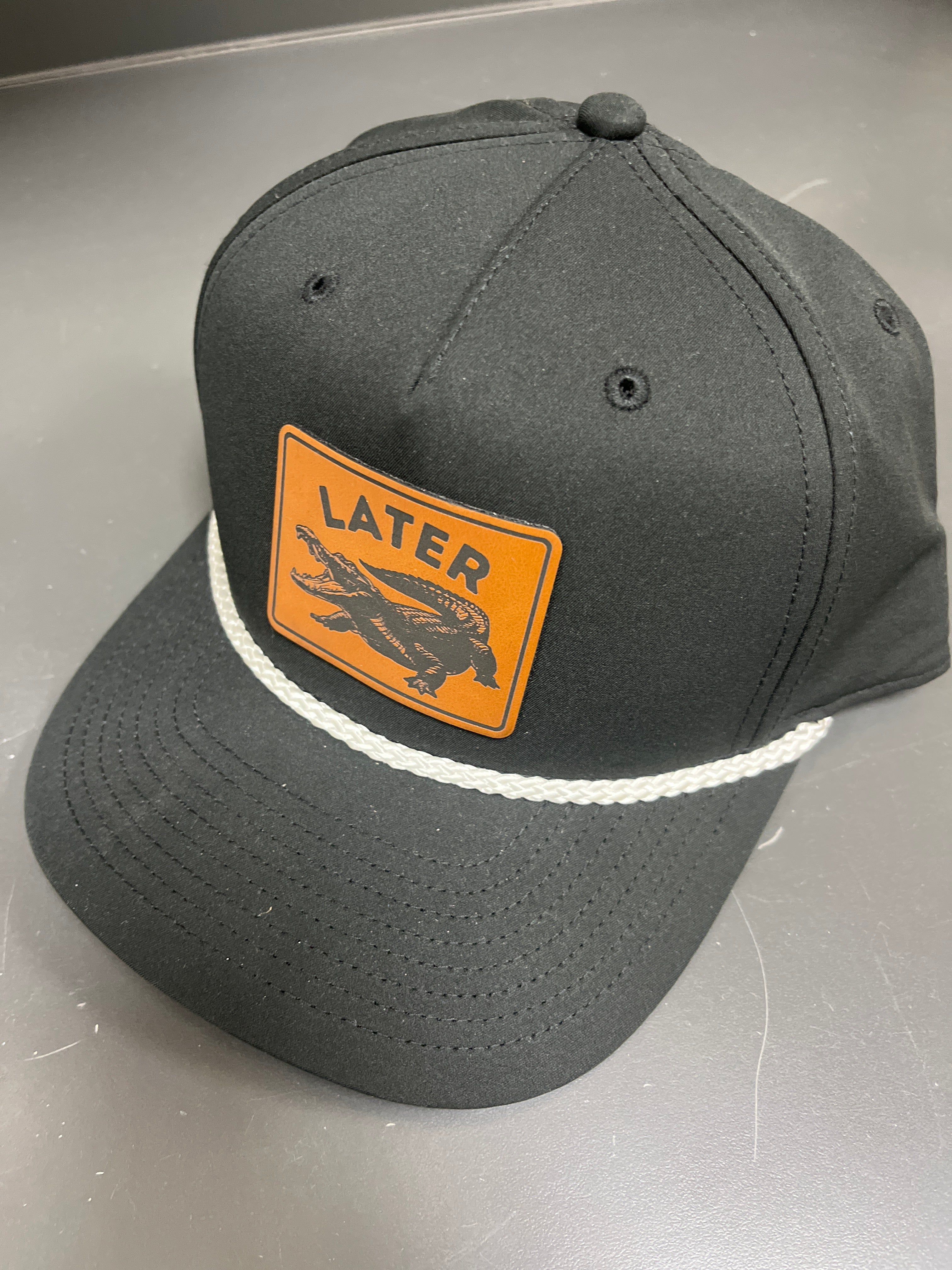 BLACK WITH WHITE ROPE HAT - LATER ALLIGATOR