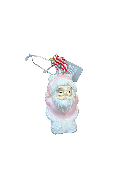 RAZ ORNAMENT-PINK SANTA WITH BAG OF CANDY CANES