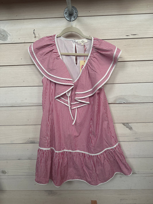 RED & WHITE PIN STRIPE DRESS