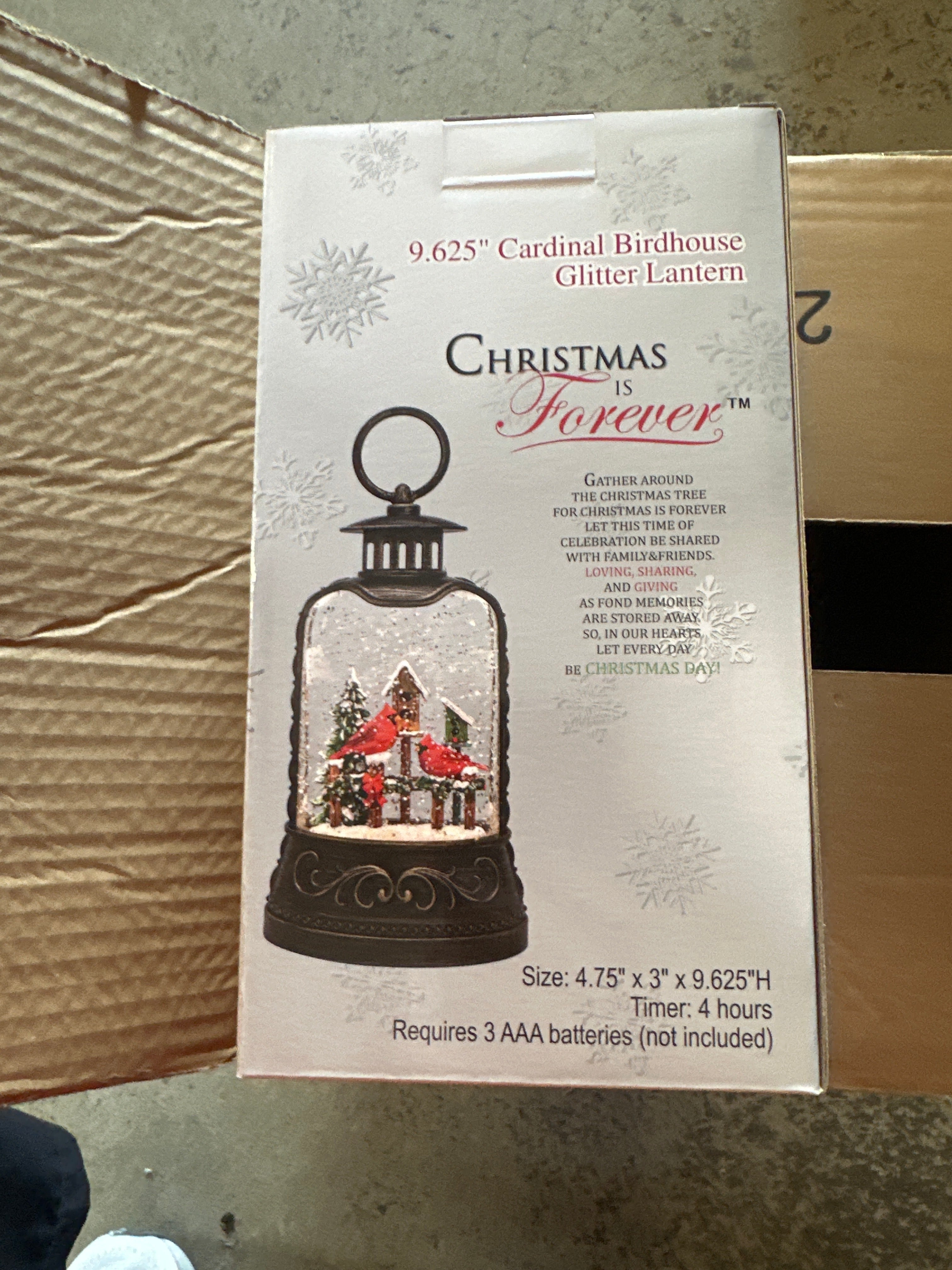 9.625" Christmas Cardinal Birdhouse Glitter Lantern - Christmas is Forever