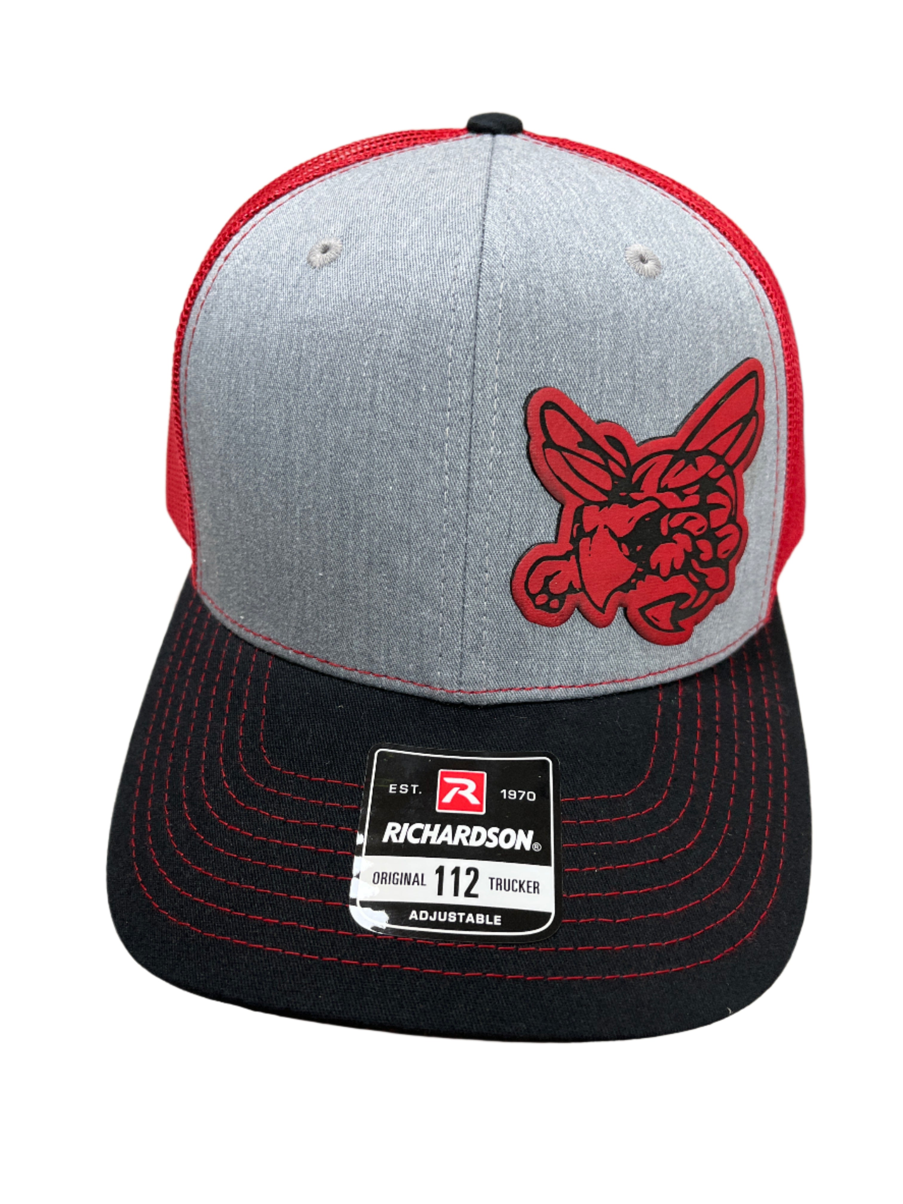 GREY/RED/BLACK HAT WITH OFF CENTER RED HORNET PATCH