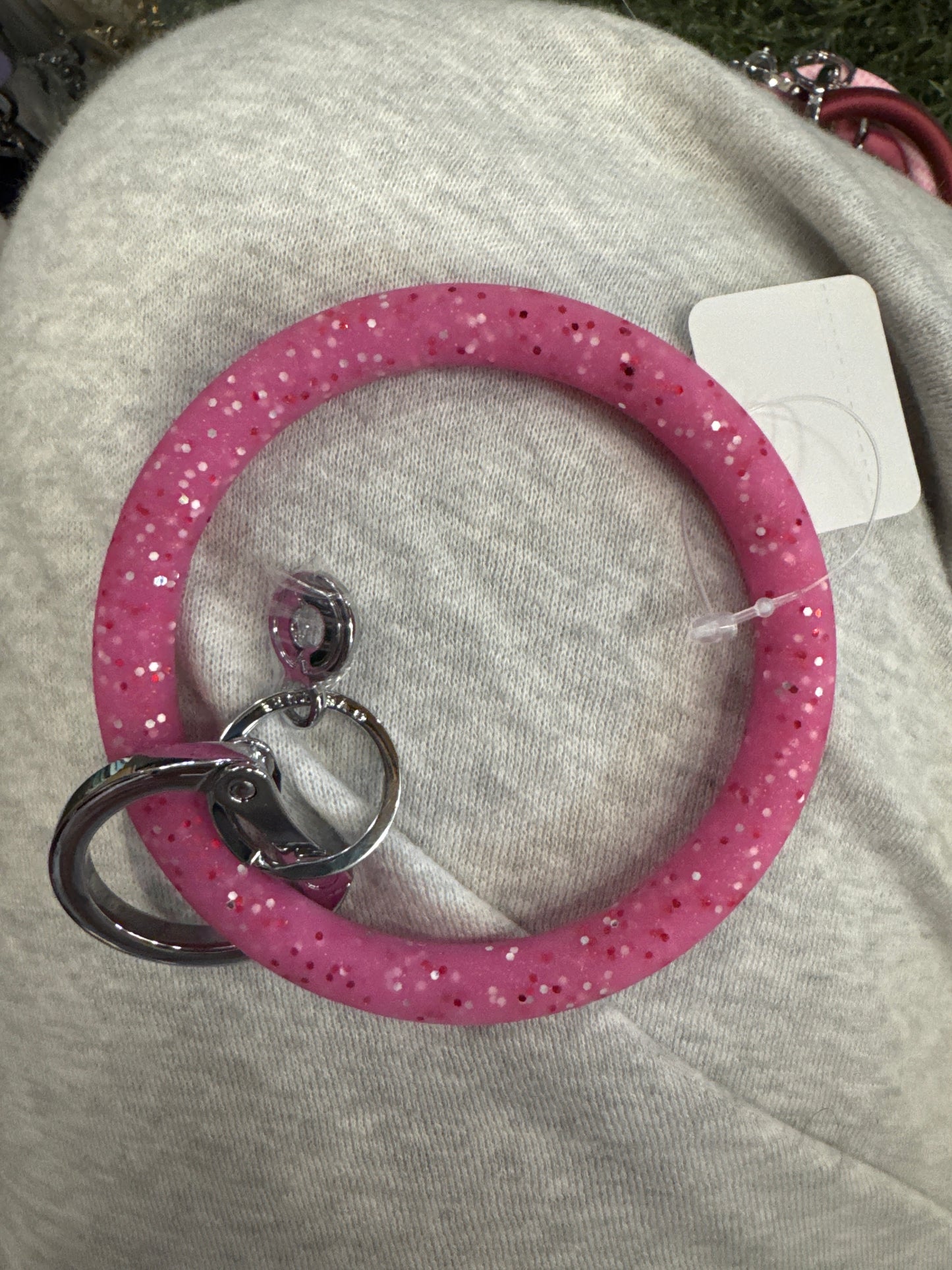 TICKLED PINK CONFETTI SILICONE BIG O KEY RING - Pharm Favorites by Economy Pharmacy