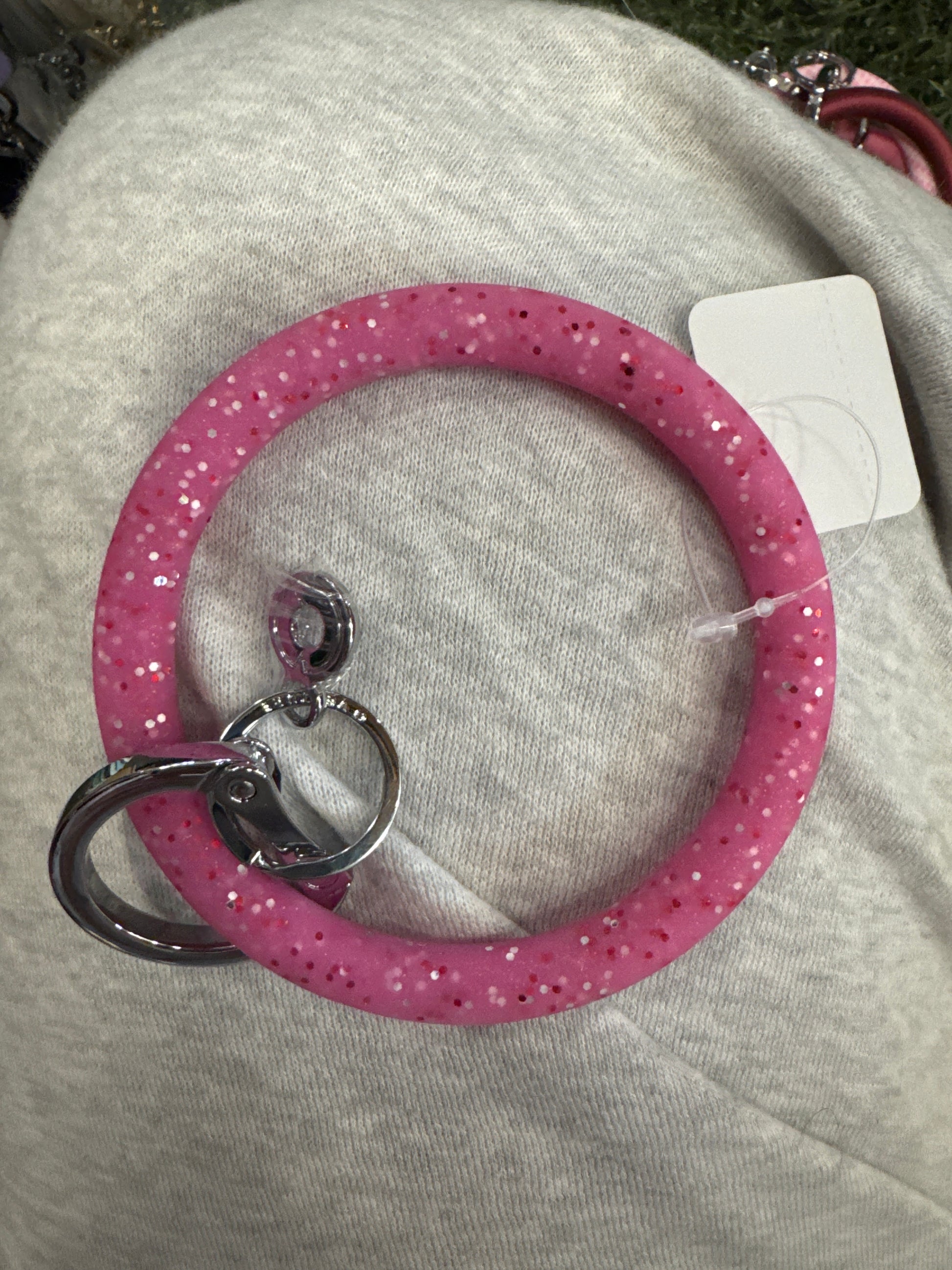 TICKLED PINK CONFETTI SILICONE BIG O KEY RING - Pharm Favorites by Economy Pharmacy