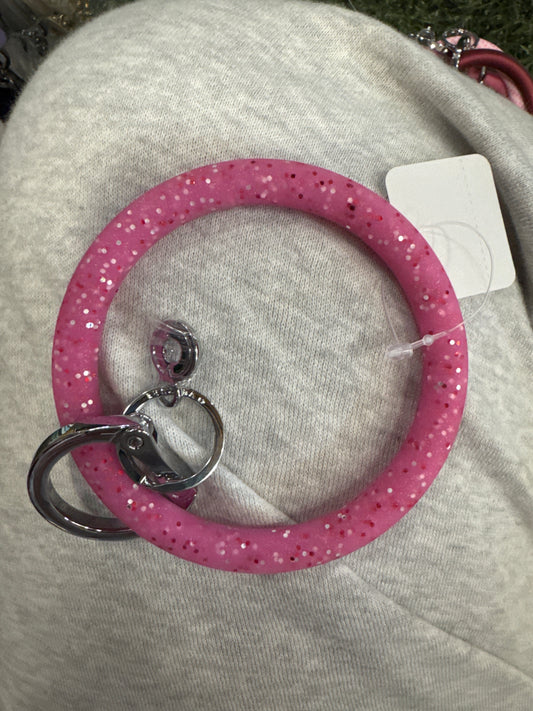 TICKLED PINK CONFETTI SILICONE BIG O KEY RING - Pharm Favorites by Economy Pharmacy