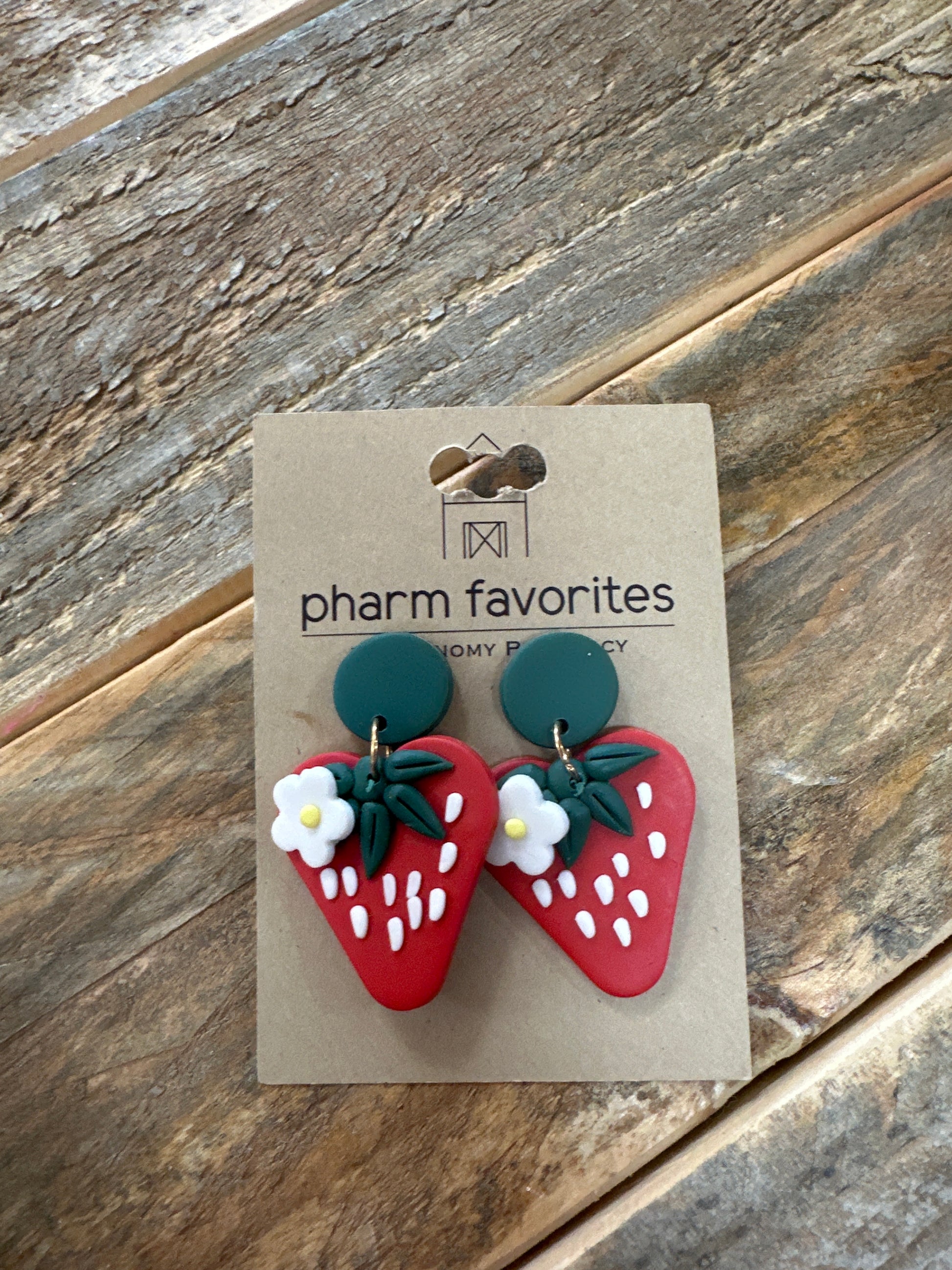 STRAWBERRY PATCH CLAY EARRINGS - RED - Pharm Favorites by Economy Pharmacy