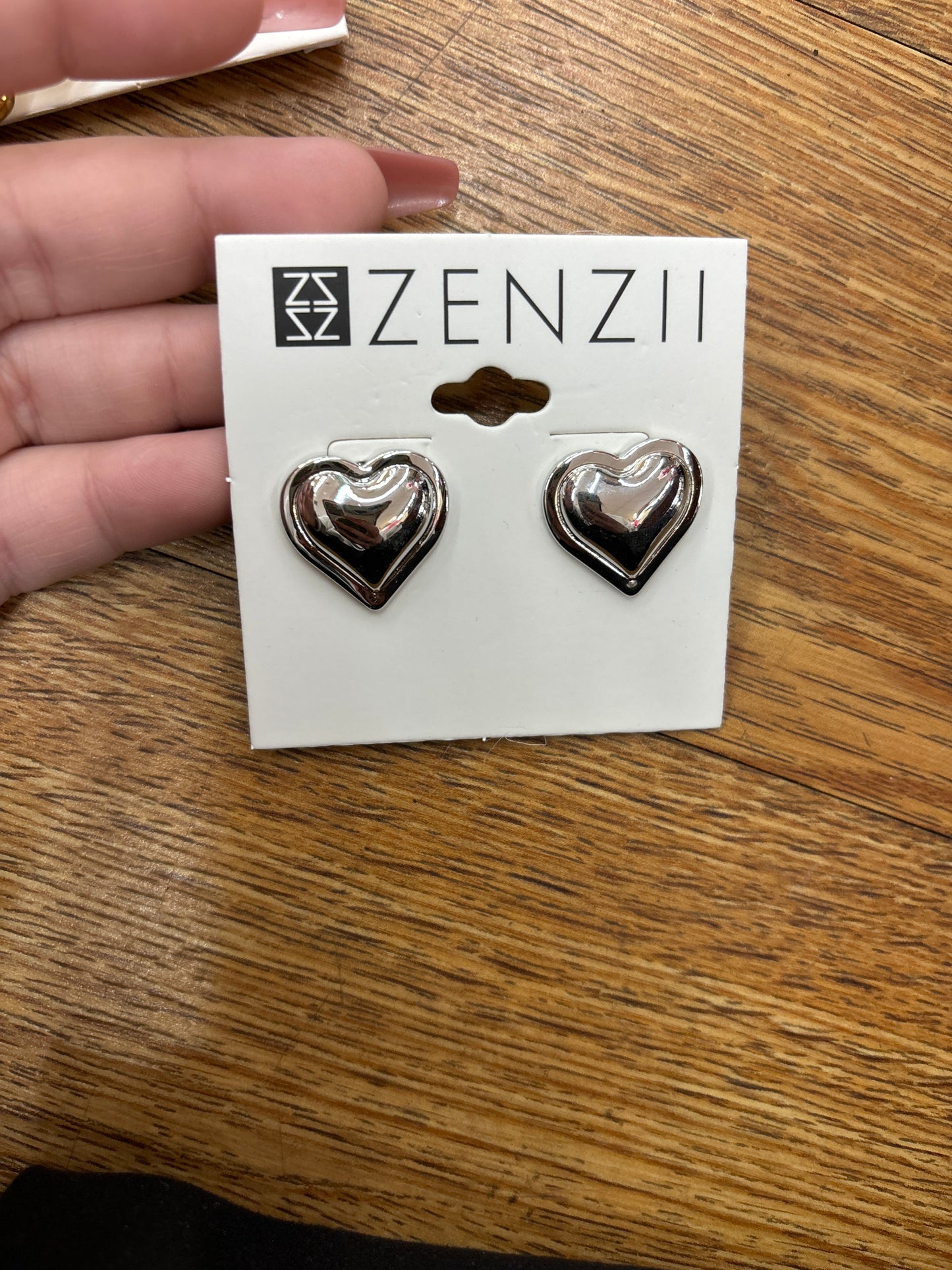PUFFED HEART STUD EARRINGS- SILVER