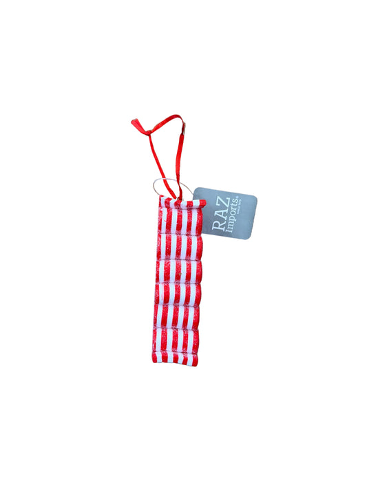 RAZ ORNAMENT-RED AND WHITE RIBBON CANDY
