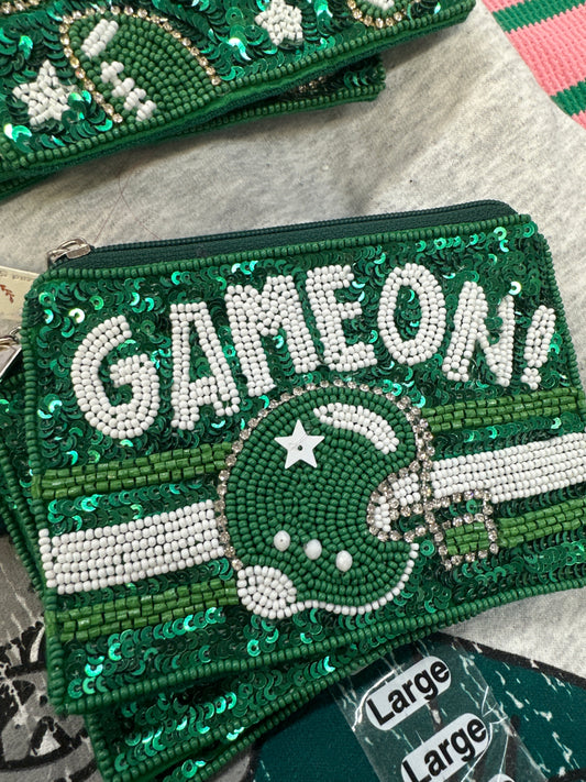 FOOTBALL HELMET GAME ON COIN PURSE - GREEN/WHITE