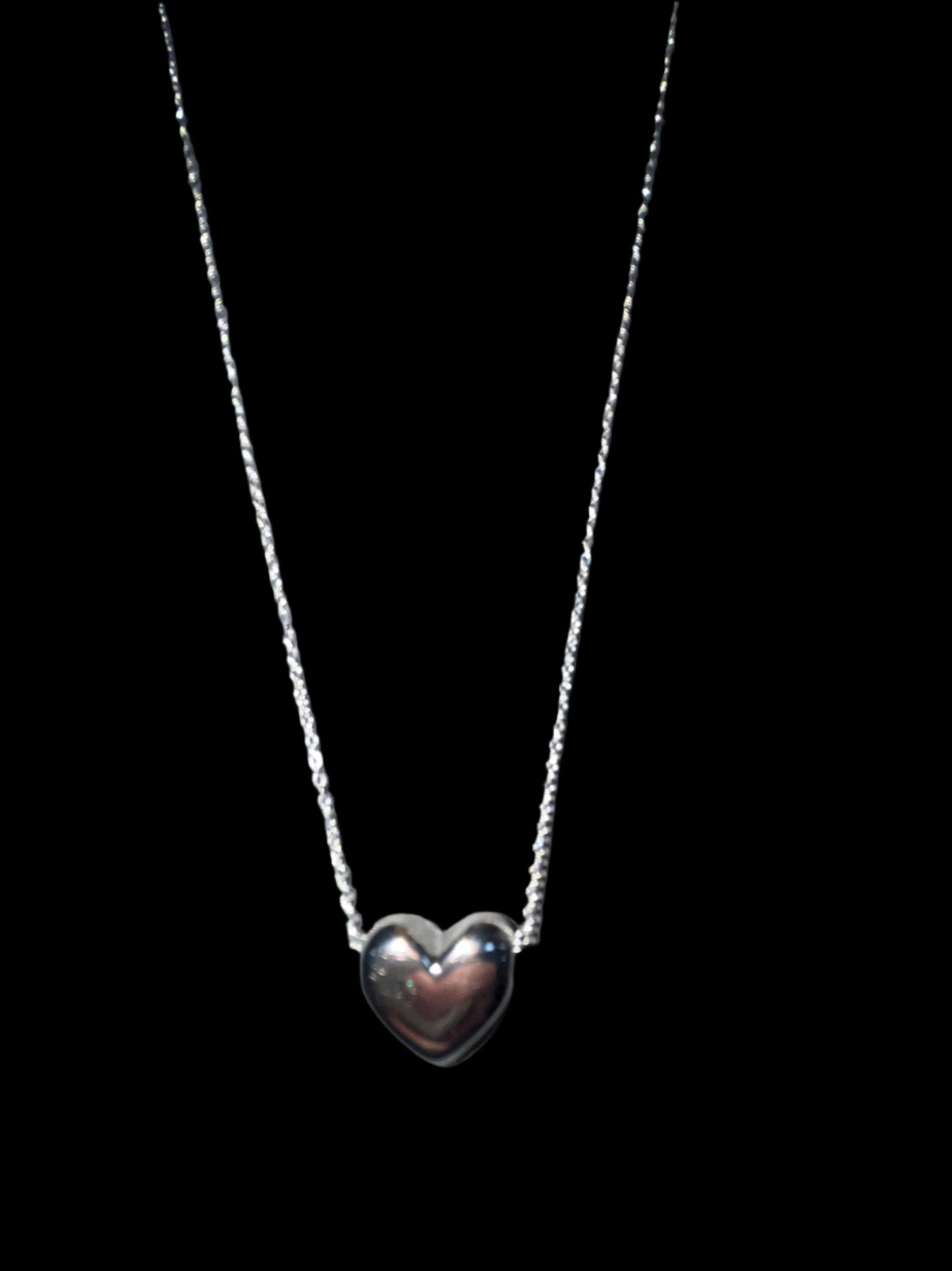 SILVER PUFFY HEART NECKLACE