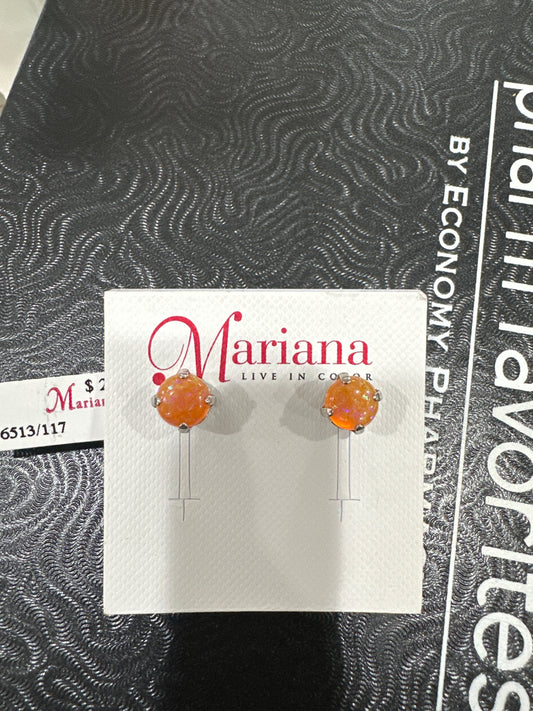 MARIANA EARR-SLVR STUDS-ORANGE FIRESTONE