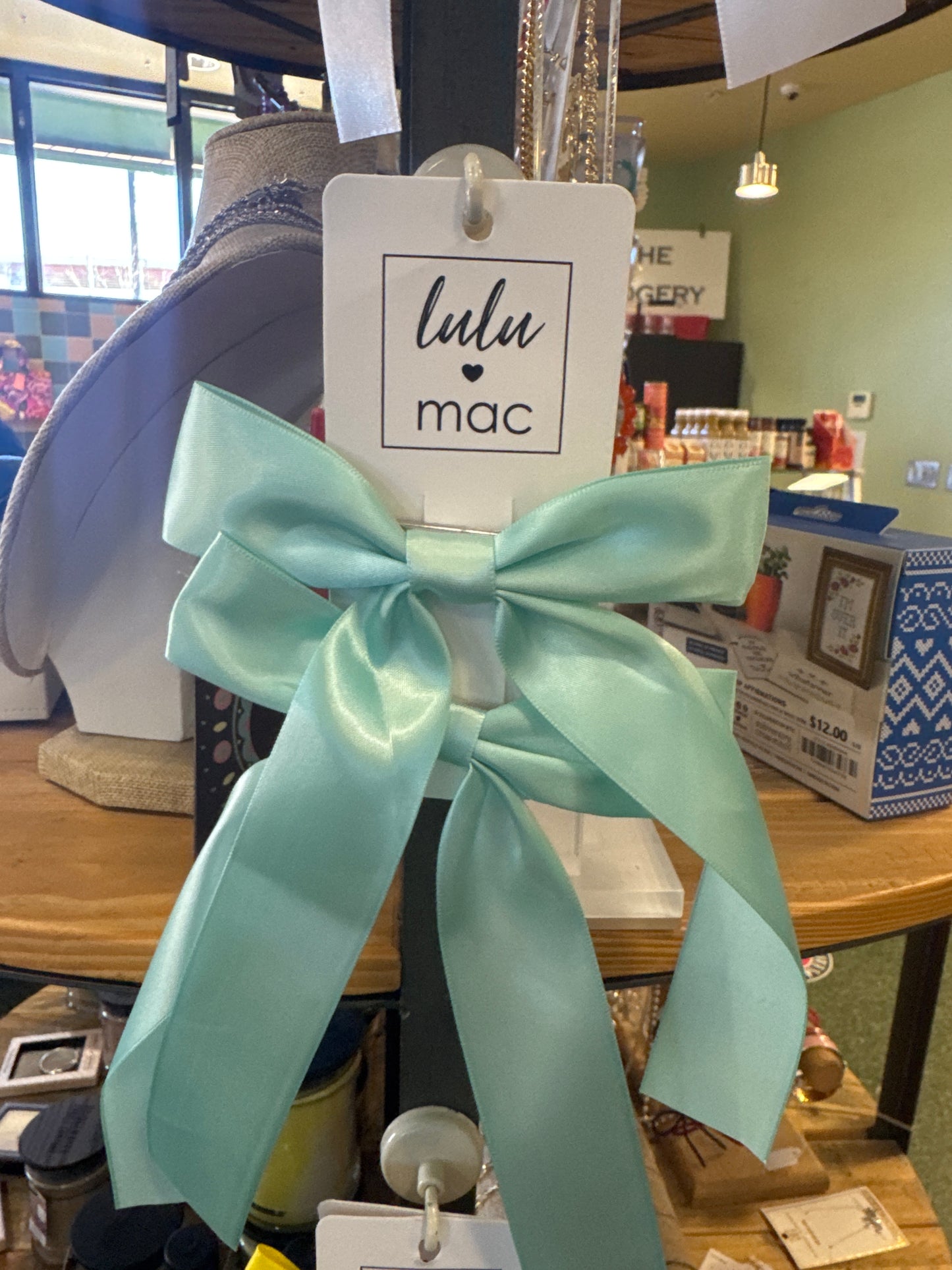 SATIN BOWS 2PK - SEA GLASS BLUE/WHITE