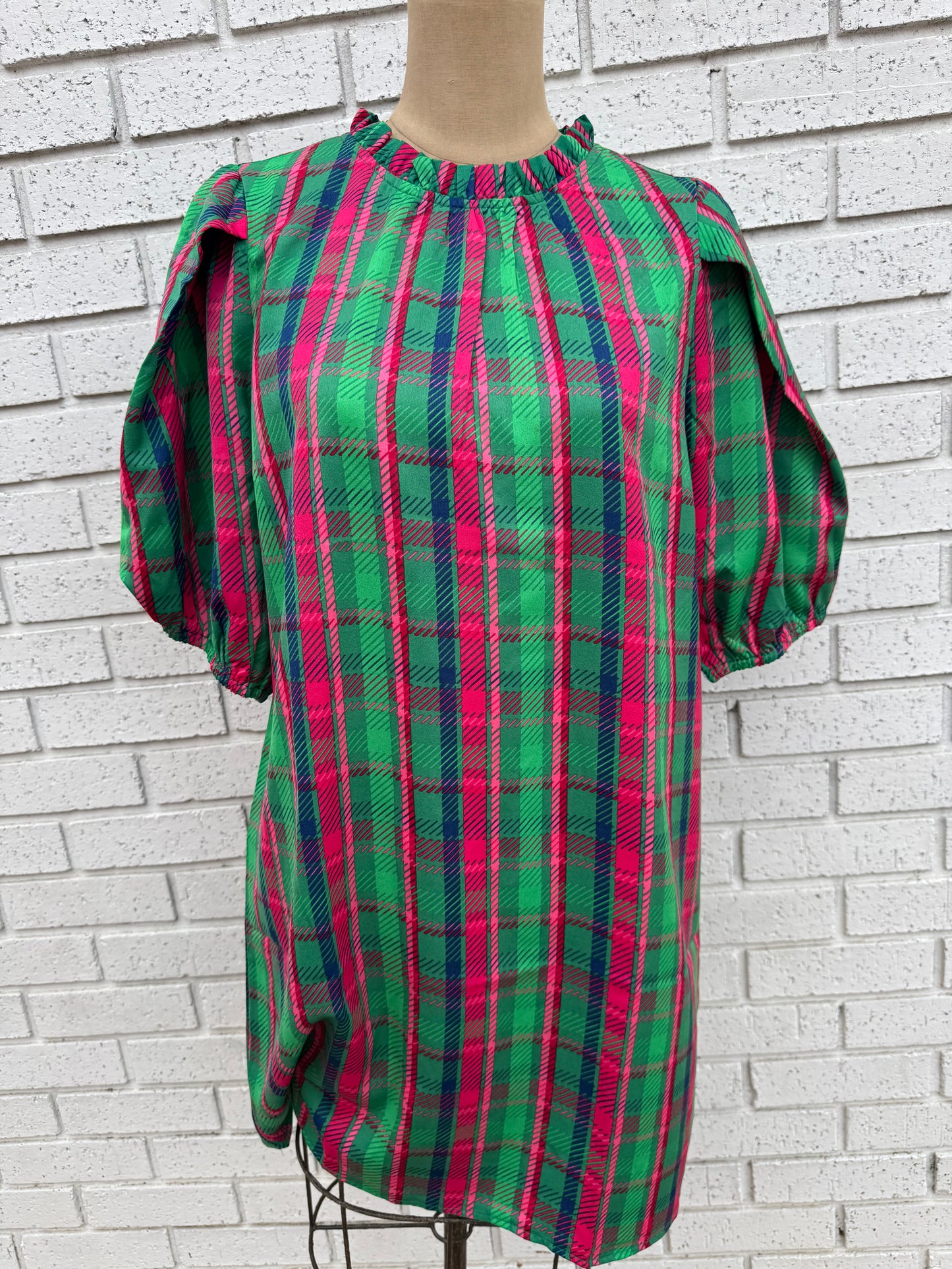 Plaid About You Green Libby Dress