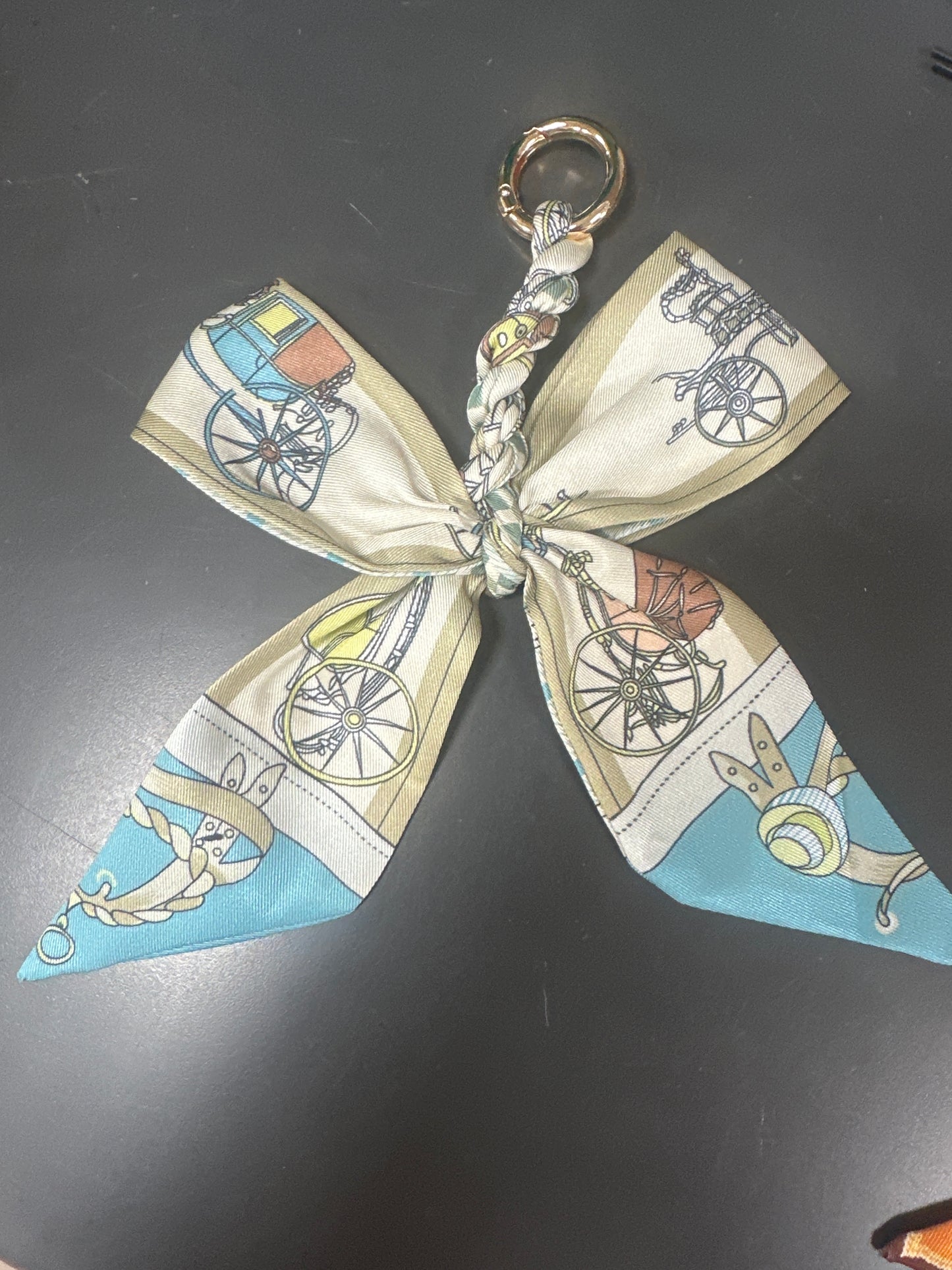 BRAIDED SCARF BOW PURSE CHARM