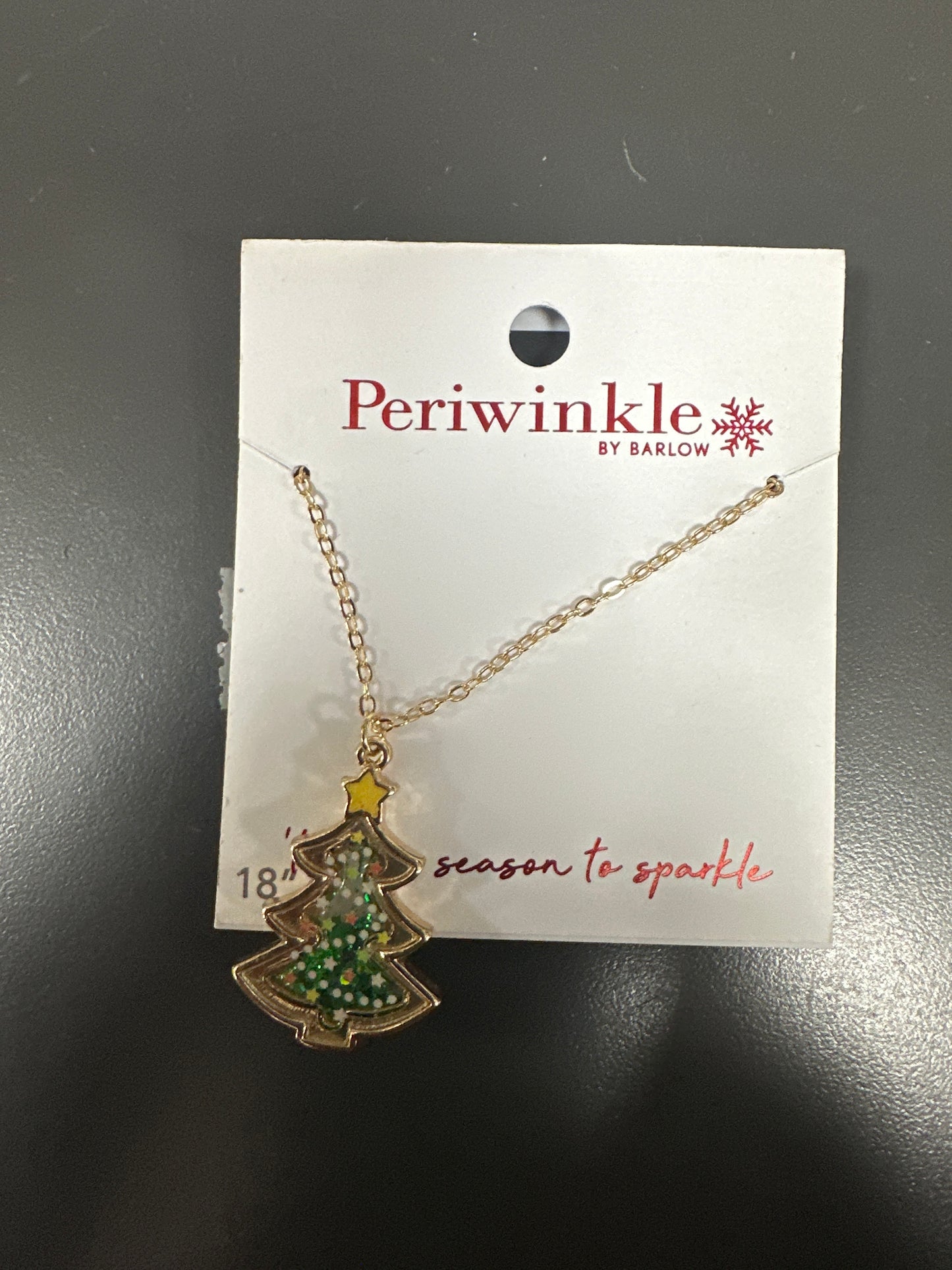 GOLD LOOSE GLITTER CHRISTMAS TREE NECKLACE