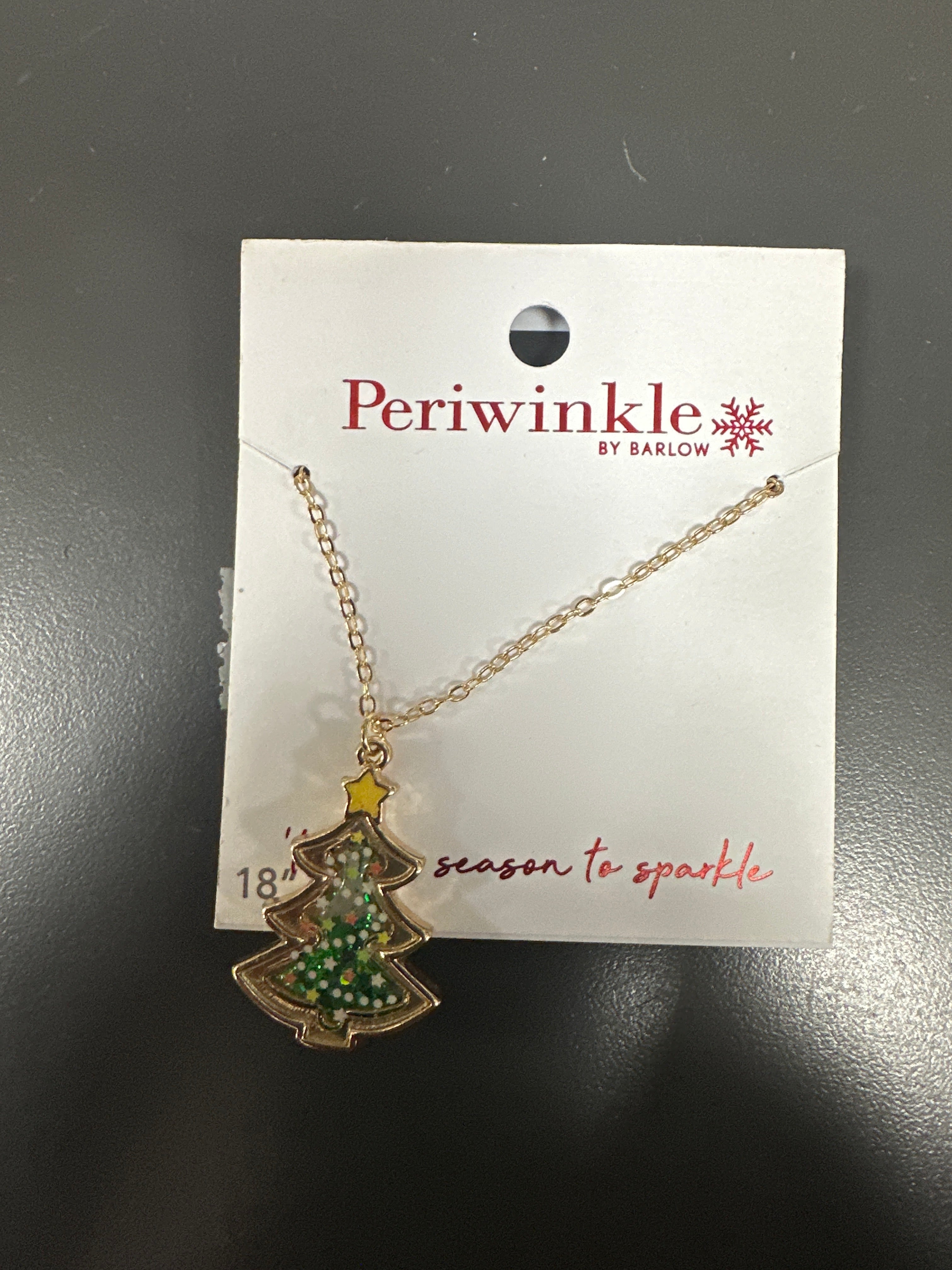 GOLD LOOSE GLITTER CHRISTMAS TREE NECKLACE