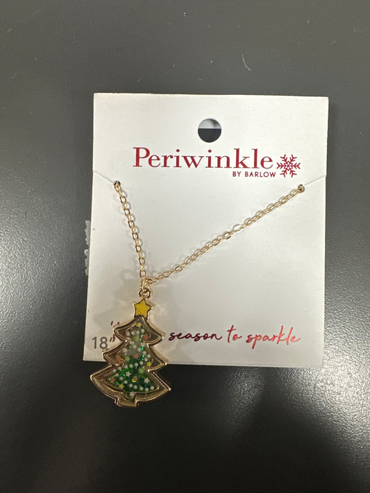 GOLD LOOSE GLITTER CHRISTMAS TREE NECKLACE