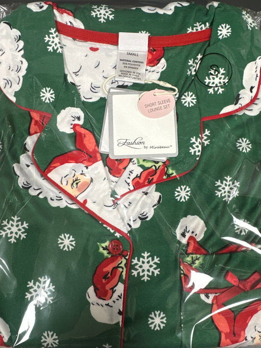EVERGREEN VINTAGE SANTA SHORT SLEEVE LOUNGE SET