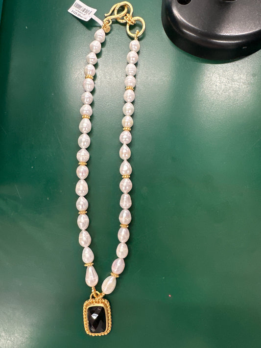 MARBELLA STATEMENT NKLC GLD OBSIDIAN BLK & PRL