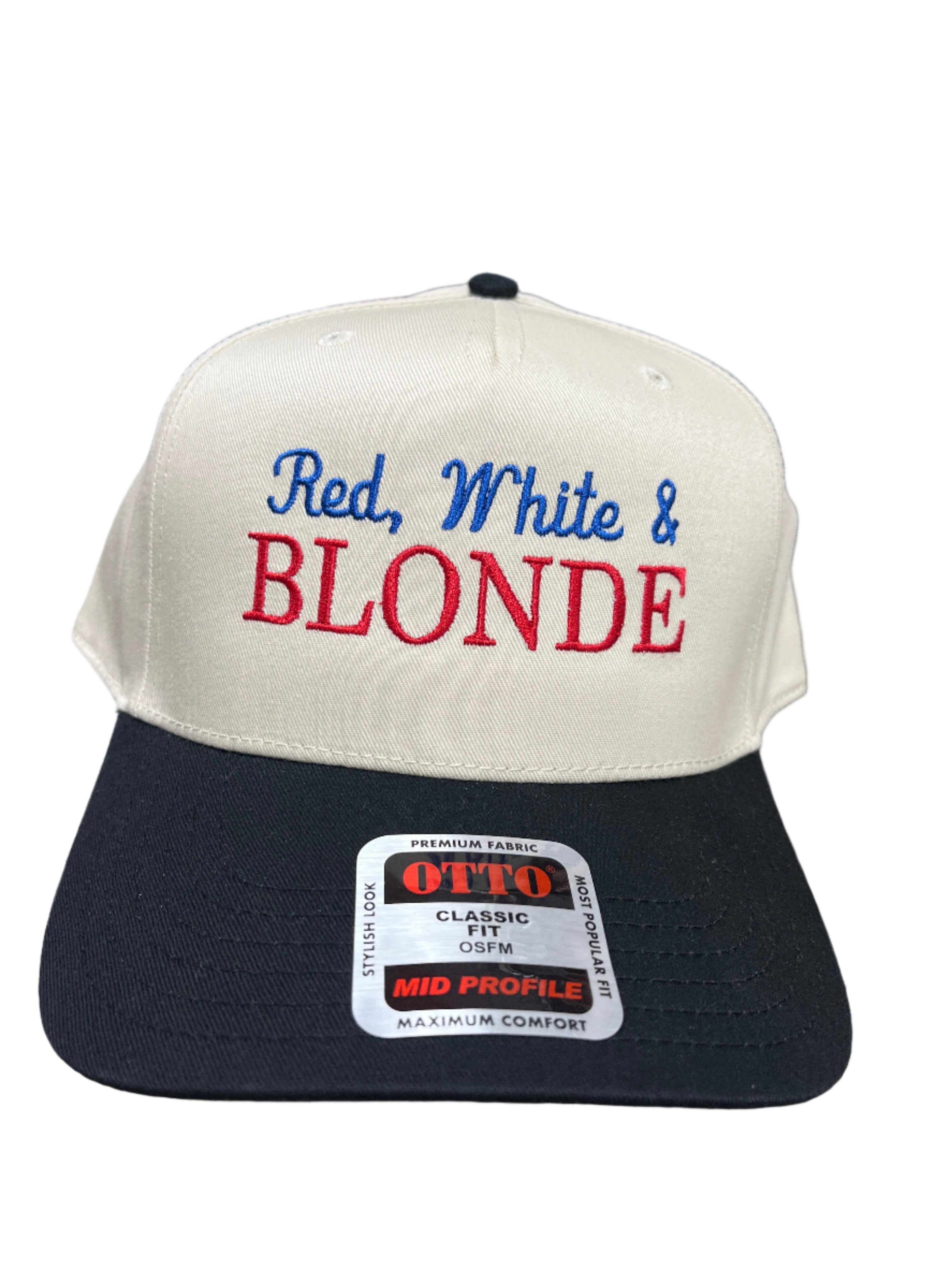 IVORY & BLACK HAT -  RED, WHITE, & BLONDE