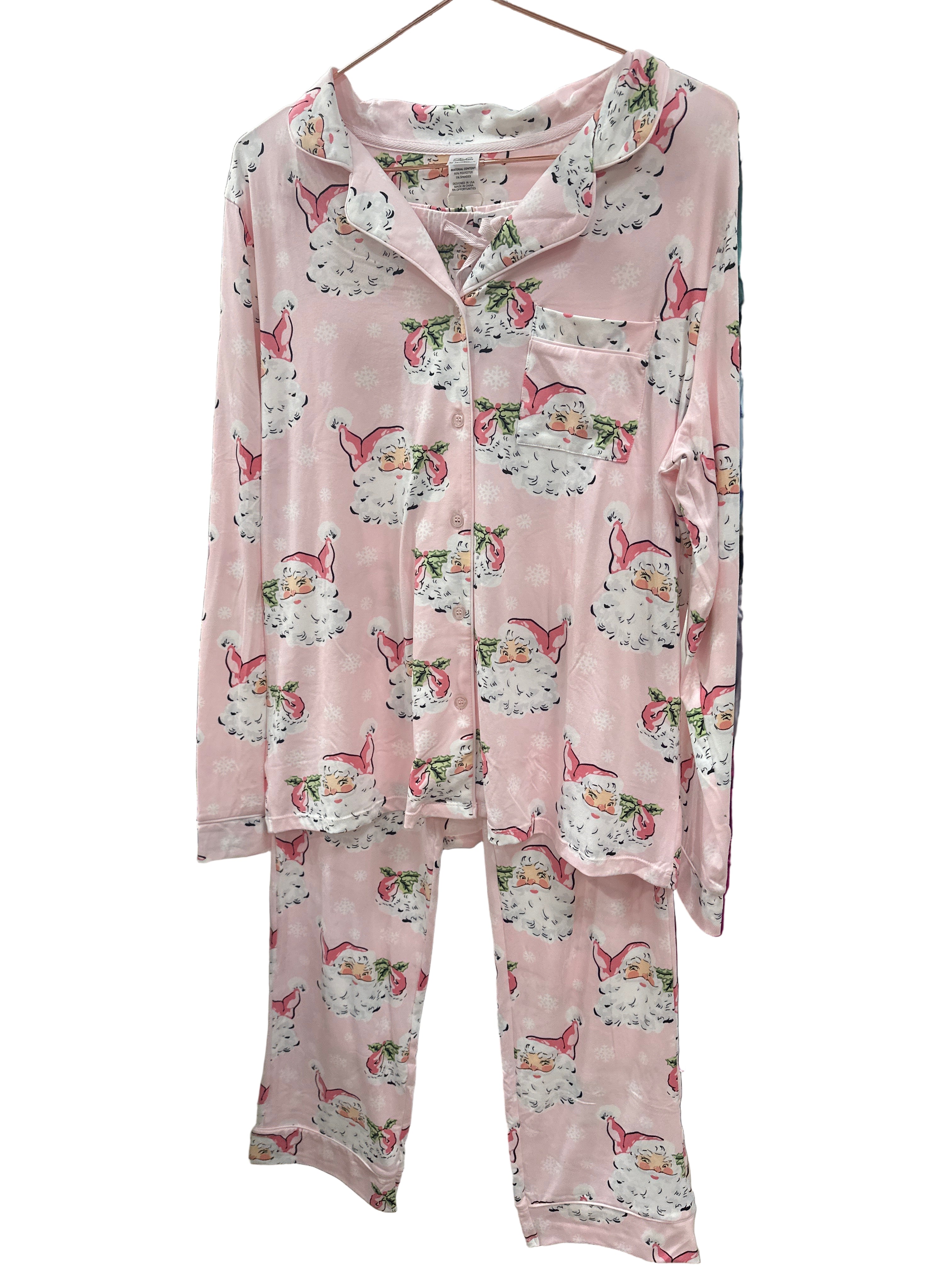 VINTAGE BLUSH ST. NICK BUTTON DOWN LOUNGEWEAR SET