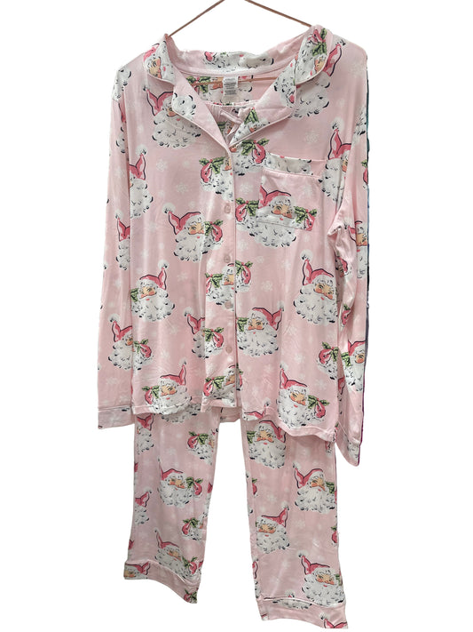 VINTAGE BLUSH ST. NICK BUTTON DOWN LOUNGEWEAR SET