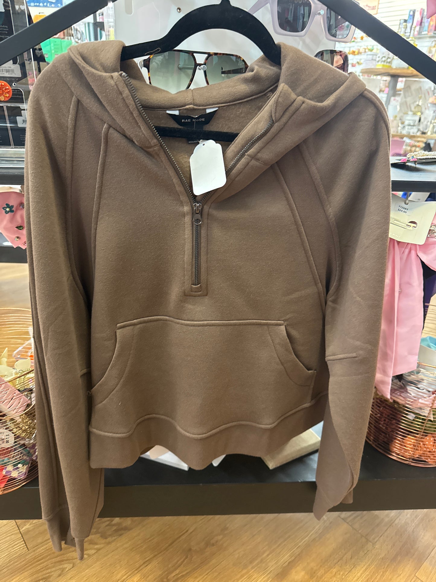 COFFEE HALF-ZIP JACKET - XL