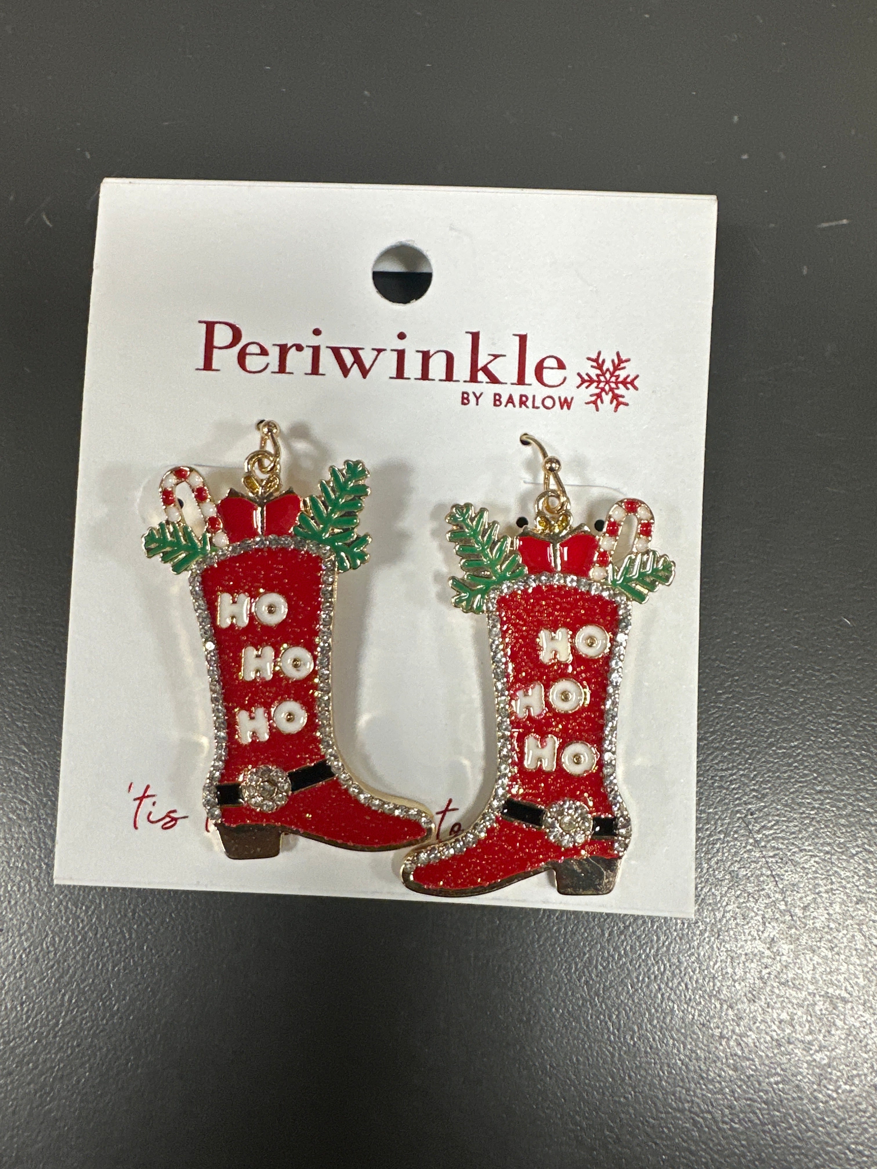 ENAMEL COWBOY BOOT HO HO HO EARRINGS