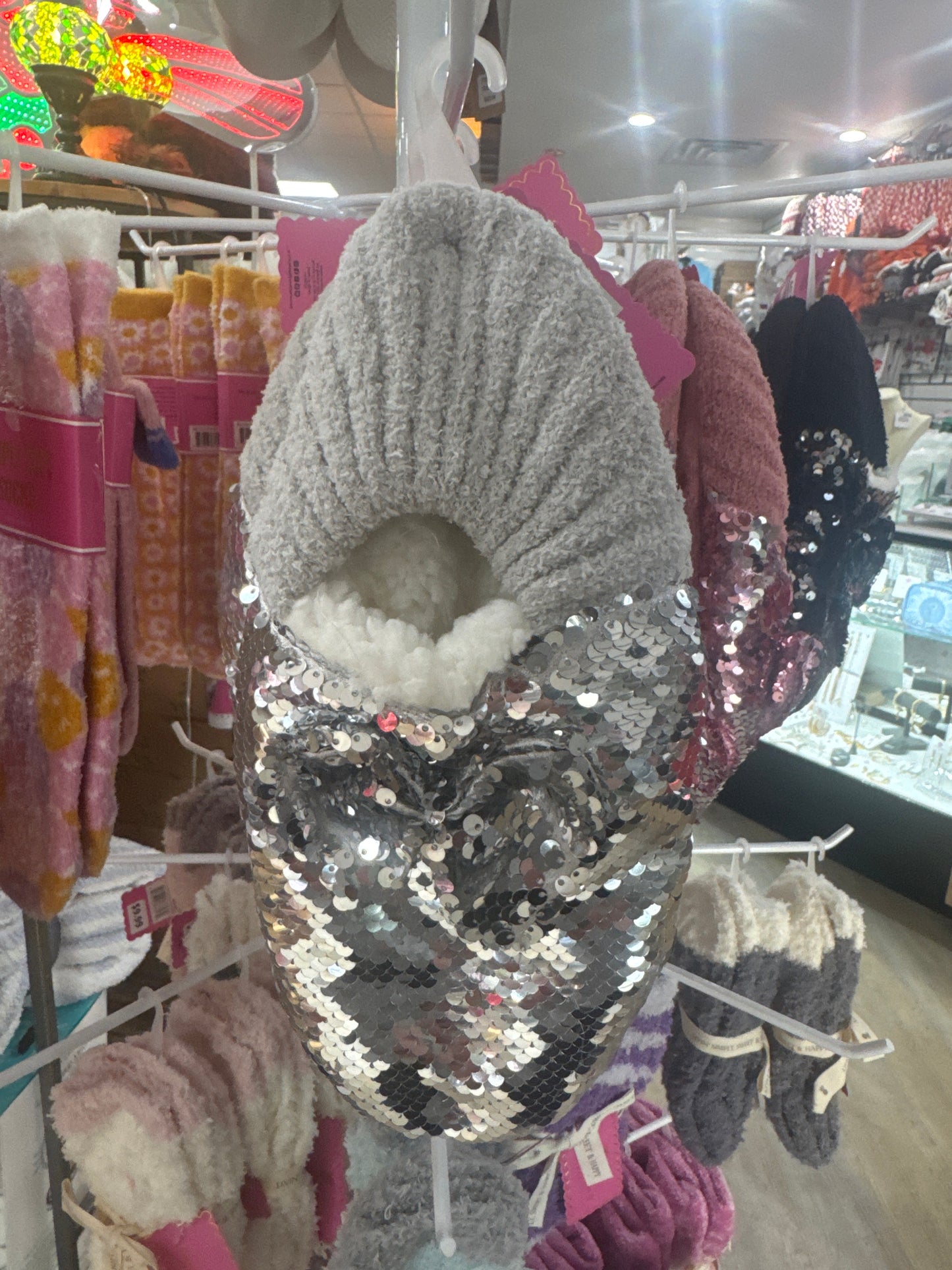SEQUIN SLIPPERS - SILVER