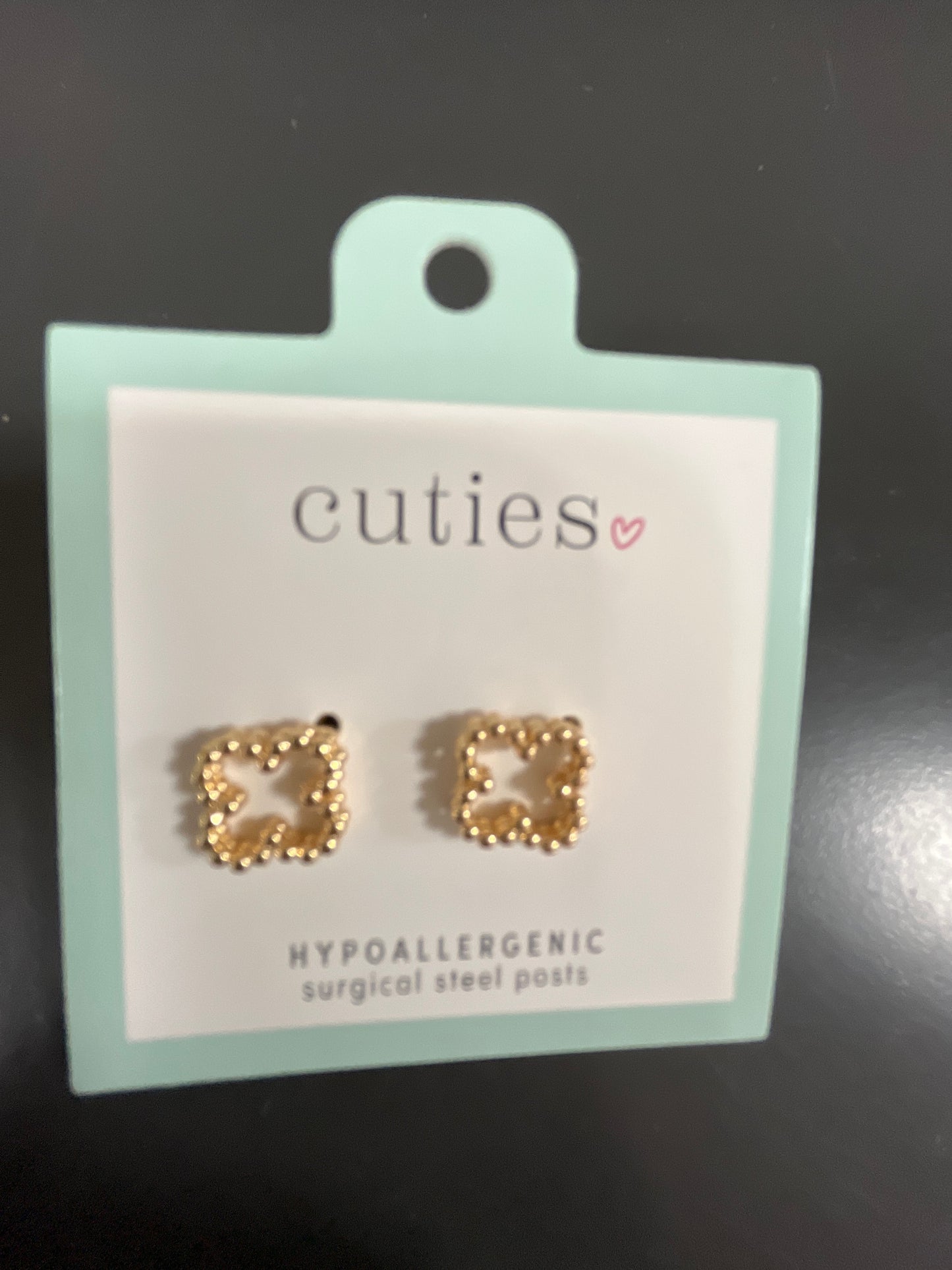 GOLD BEADED CLOVERS EARRINGS