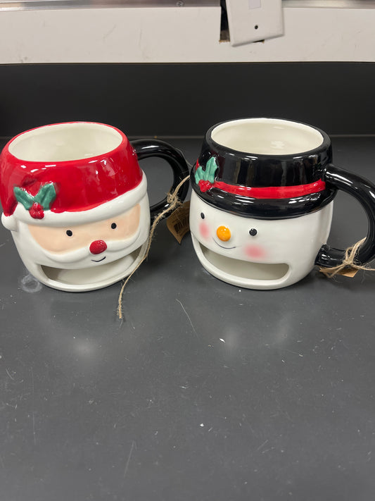 16 OZ. MILK & COOKIES SANTA & SNOWMAN MUG - ASSORTED