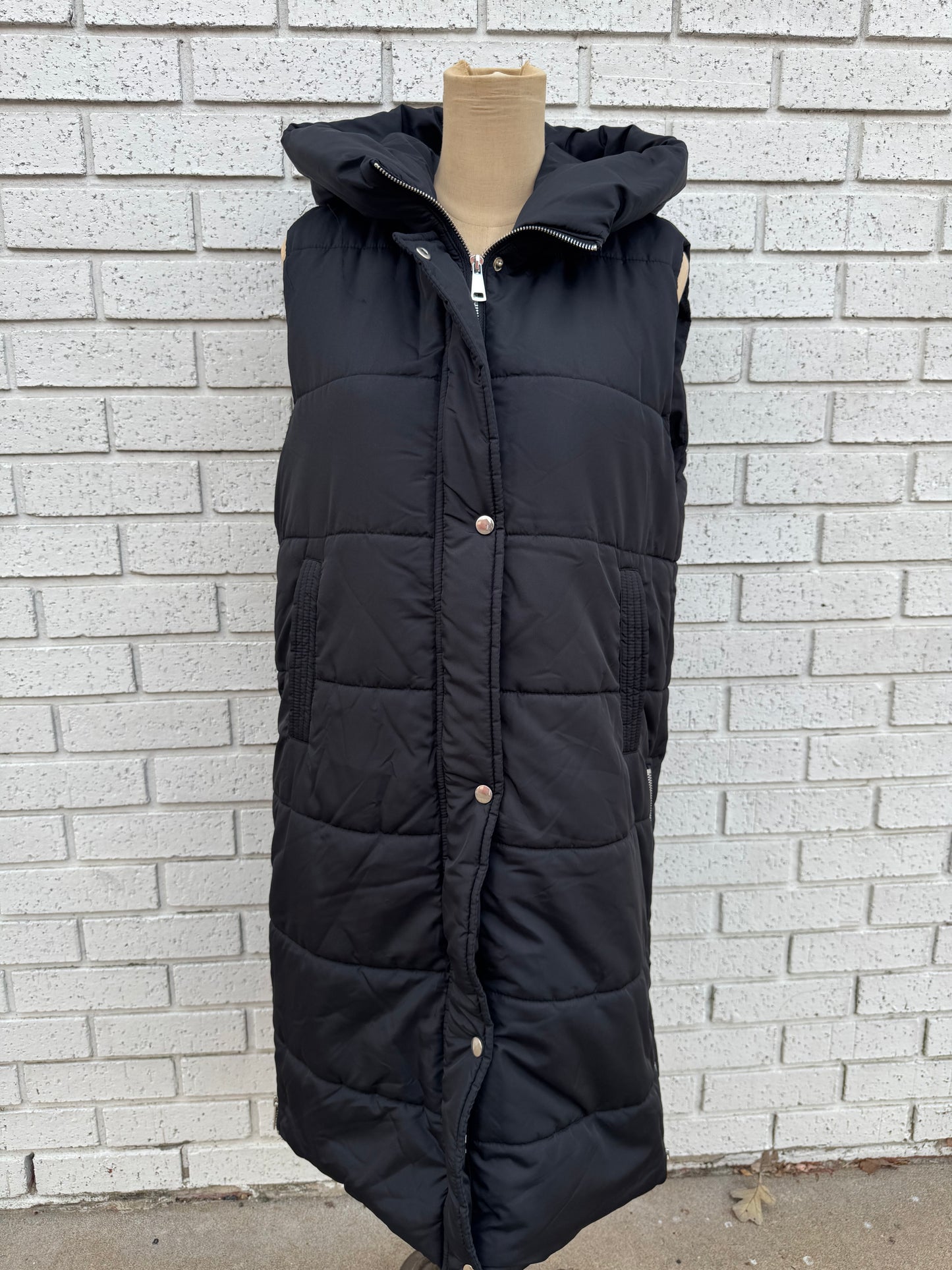 Black Long Puffer Vest