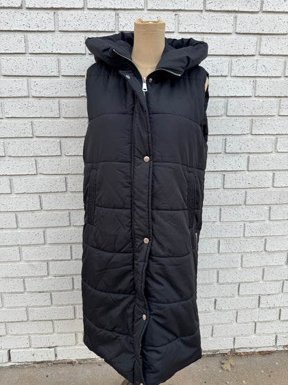 Black Long Puffer Vest