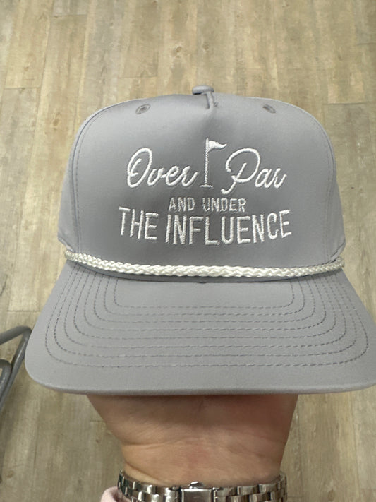 GRAY WITH WHITE ROPE HAT - OVER PAR AND UNDER INFLUENCE WHITE