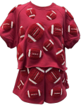 Crimson Fuzzy Football Set