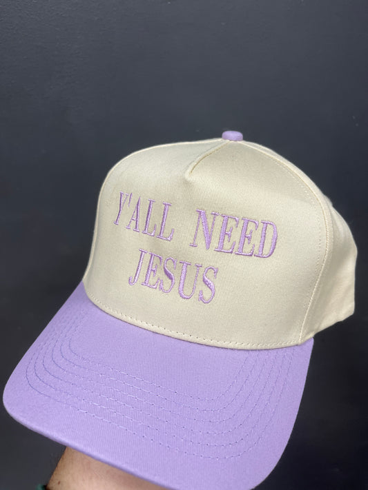 IVORY/PURPLE HAT - Y'ALL NEED JESUS