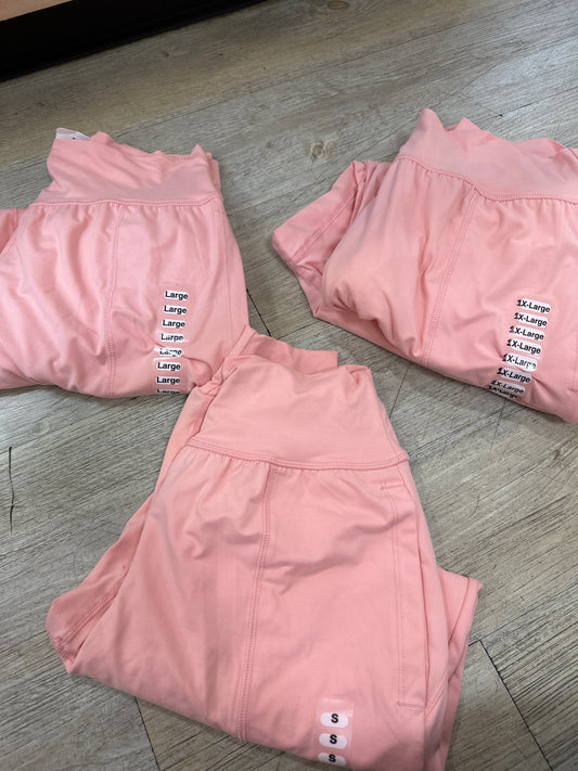HIGH WAISTED JOGGERS W/POCKETS - FLASH PINK