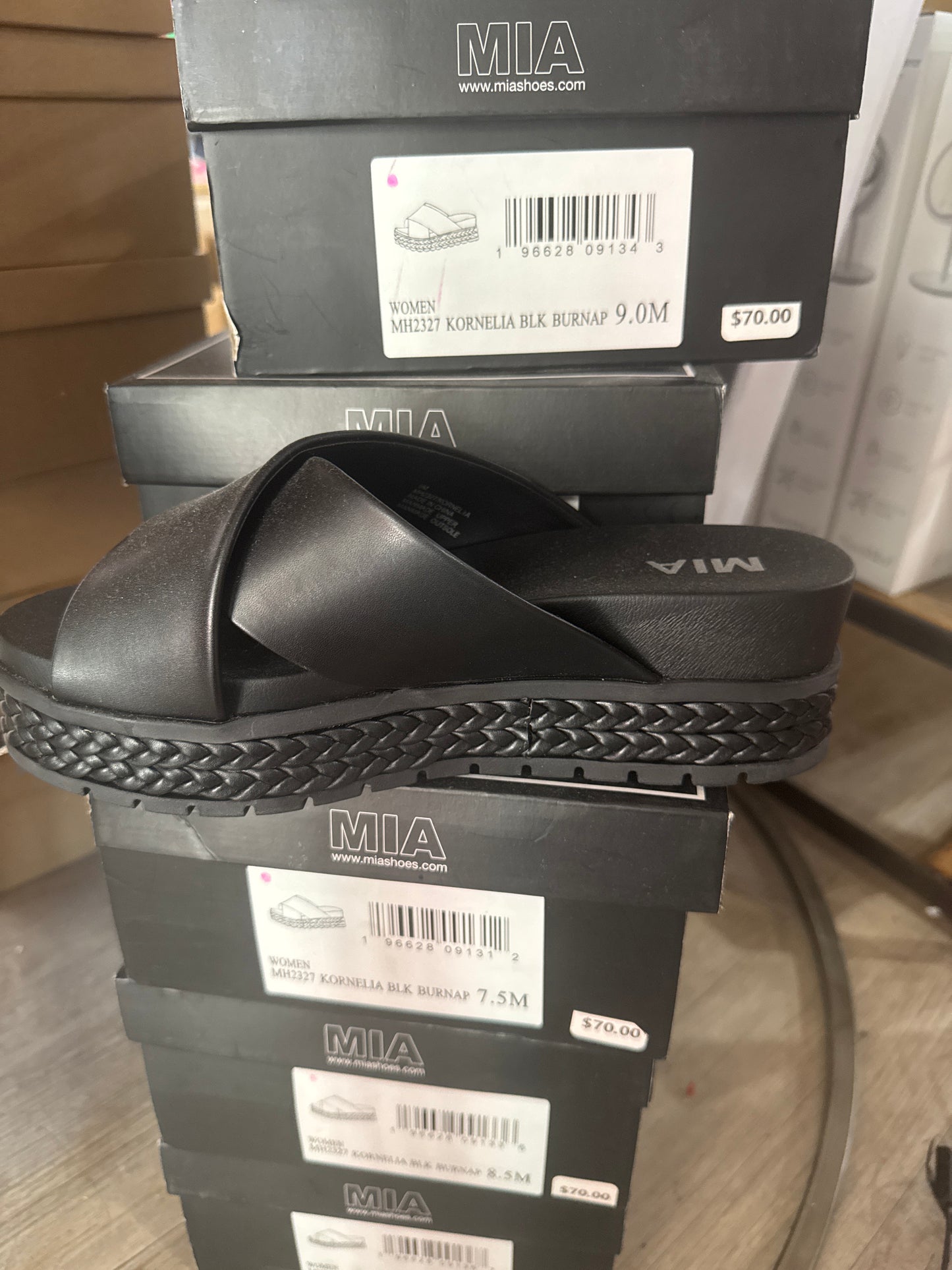 KORNELIA BLACK BURNAP WEDGE SANDALS - Pharm Favorites by Economy Pharmacy