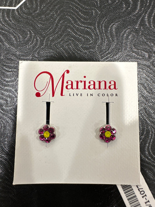 MARIANA EARRINGS -SLVR - SM FLOWER FUSCHIA&YELLOW