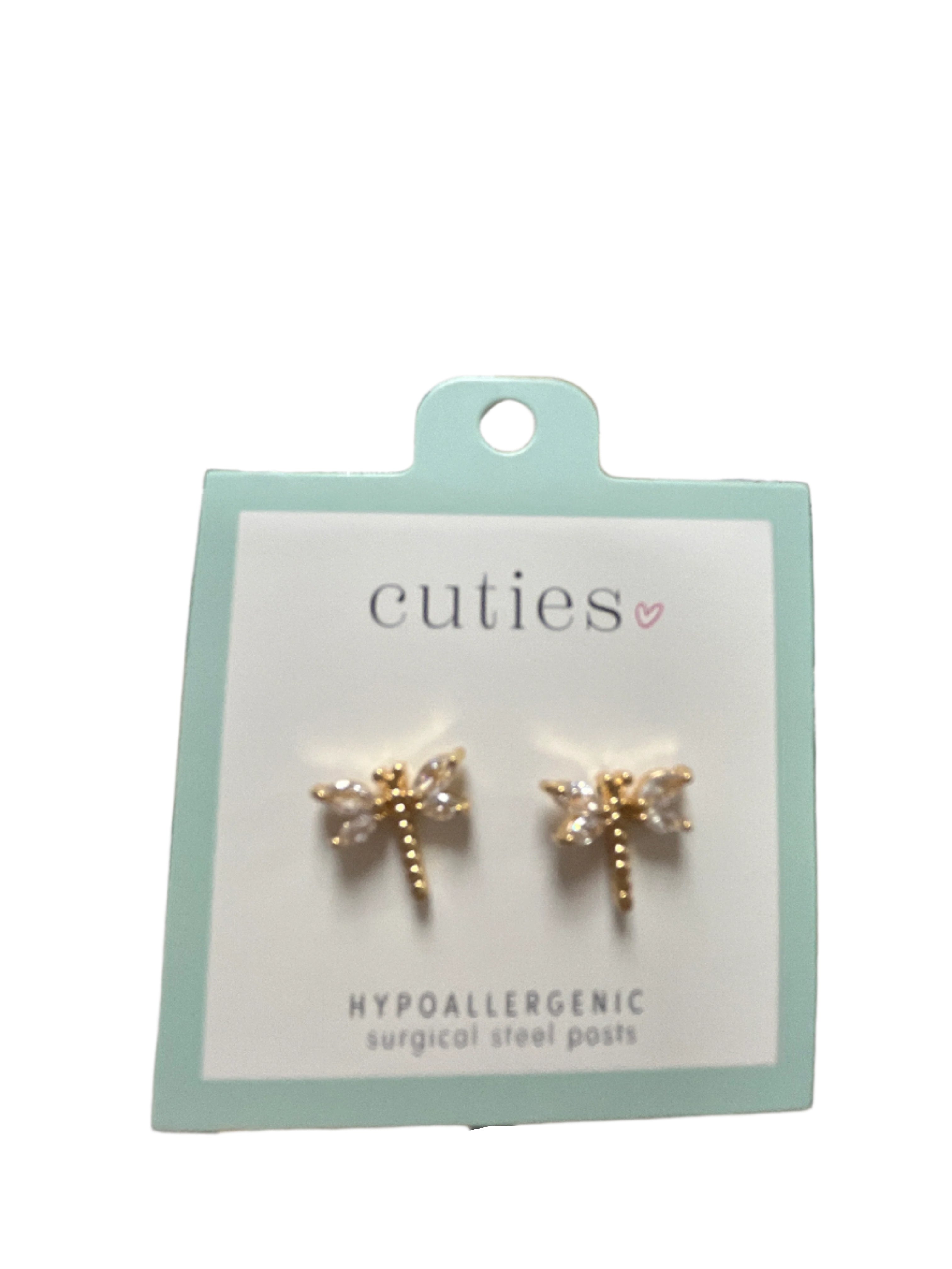 DRAGONFLY WITH CLEAR CRYSTALS EARRINGS